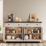 IRONCK Buffet Cabinet with Storage, Sideboard Storage Cabinet, Kitchen Cabinet with Drawers and Doors for Living Room, Dining Room