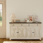 IRONCK Buffet Cabinet with Storage, Sideboard Storage Cabinet, Kitchen Cabinet with Drawers and Doors for Living Room, Dining Room