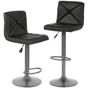 BestOffice Bar Stools Set of 2, PU Leather Swivel Bar Stools Kitchen Counter Height Bar Chairs with Hydraulic Adjustable for Kitchen, Dining Room and Restaurants