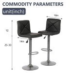 BestOffice Bar Stools Set of 2, PU Leather Swivel Bar Stools Kitchen Counter Height Bar Chairs with Hydraulic Adjustable for Kitchen, Dining Room and Restaurants