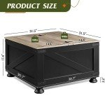 WLIVE Farmhouse Lift Top Coffee Table with Storage, 31.5" Square Center Table, Flip-Top Hidden Compartment, Wood-Grain Coffee Table for Living Room, Bedroom, Black