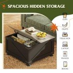 WLIVE Farmhouse Lift Top Coffee Table with Storage, 31.5" Square Center Table, Flip-Top Hidden Compartment, Wood-Grain Coffee Table for Living Room, Bedroom, Black