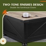 WLIVE Farmhouse Lift Top Coffee Table with Storage, 31.5" Square Center Table, Flip-Top Hidden Compartment, Wood-Grain Coffee Table for Living Room, Bedroom, Black
