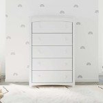 Storkcraft Kenton 5 Drawer Dresser (White) for Kids Bedroom, Nursery Dresser Organizer, Chest of Drawers with 5 Drawers, Universal Design for Children’s Bedroom