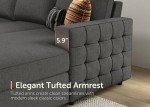 HONBAY Sectional Sleeper Sofa with Pull Out Bed U-shape Sectional Couch Sleeper Bed with Storage Chaise Lounge Living Room 6 Seater Sectional Sofa Bed, Light Grey, 111.4''(L)*85.8''(W)*35''(H)