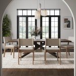 Nathan James Linus Modern Upholstered Dining Chair with Solid Rubberwood Legs in a Wire-Brushed Light Brown Finish, Natural Flax/Brown