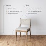 Nathan James Linus Modern Upholstered Dining Chair with Solid Rubberwood Legs in a Wire-Brushed Light Brown Finish, Natural Flax/Brown