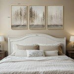 Framed Netural Wall Art for Living Room, Large 3 Piece Abstract Pastel Grunge Forest Landscape Tree Canvas Artwork Set, Modern Art Decorative Nordic Painting Picture Prints for Hallway Office 24x36 In