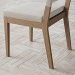 Nathan James Linus Modern Upholstered Dining Chair with Solid Rubberwood Legs in a Wire-Brushed Light Brown Finish, Natural Flax/Brown