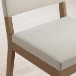 Nathan James Linus Modern Upholstered Dining Chair with Solid Rubberwood Legs in a Wire-Brushed Light Brown Finish, Natural Flax/Brown
