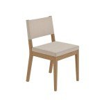 Nathan James Linus Modern Upholstered Dining Chair with Solid Rubberwood Legs in a Wire-Brushed Light Brown Finish, Natural Flax/Brown