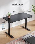 HUANUO 48" x 24" Electric Standing Desk Adjustable Height, 4 Memory Height Settings, Headphone Hook, Cable Manager, Sit Stand Up Desk for Home Office & Computer Workstation, Black
