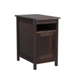 WLIVE End Table with Charging Station, Narrow Side Table for Living Room, Farmhouse Night Stand with Storage, Small Wooden Cabinet with USB Ports and Outlets for Living Room and Bedroom, Espresso