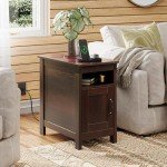 WLIVE End Table with Charging Station, Narrow Side Table for Living Room, Farmhouse Night Stand with Storage, Small Wooden Cabinet with USB Ports and Outlets for Living Room and Bedroom, Espresso