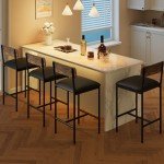 IDEALHOUSE Bar Stools Set of 4, Kitchen Bar Stools with Footrest, 25.5 Inches Upholstered Bar Chairs with Back, 4 Counter Height Barstools for Counter Bar, Island, Easy Assembly, Rustic Brown