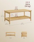 VASAGLE 2-Tier Coffee Table for Living Room, Living Room Table Rectangular Center Table, with PVC Rattan Storage Shelf, Rounded Corners, Easy Assembly, Boho Style, Oak Beige ULCT240Y57