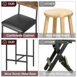 IDEALHOUSE Bar Stools Set of 4, Kitchen Bar Stools with Footrest, 25.5 Inches Upholstered Bar Chairs with Back, 4 Counter Height Barstools for Counter Bar, Island, Easy Assembly, Rustic Brown
