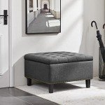 Yaheetech Ottoman with Large Storage, Multifunctional 28-inch Storage Bench, Bedroom Bench Foot Rest with Cushion as Footboard Bench, Sofa Bench, Coffee Table for Living Room Entryway Gray