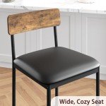 IDEALHOUSE Bar Stools Set of 4, Kitchen Bar Stools with Footrest, 25.5 Inches Upholstered Bar Chairs with Back, 4 Counter Height Barstools for Counter Bar, Island, Easy Assembly, Rustic Brown