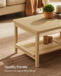 VASAGLE 2-Tier Coffee Table for Living Room, Living Room Table Rectangular Center Table, with PVC Rattan Storage Shelf, Rounded Corners, Easy Assembly, Boho Style, Oak Beige ULCT240Y57