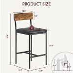 IDEALHOUSE Bar Stools Set of 4, Kitchen Bar Stools with Footrest, 25.5 Inches Upholstered Bar Chairs with Back, 4 Counter Height Barstools for Counter Bar, Island, Easy Assembly, Rustic Brown