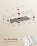 VASAGLE 2-Tier Coffee Table for Living Room, Living Room Table Rectangular Center Table, with PVC Rattan Storage Shelf, Rounded Corners, Easy Assembly, Boho Style, Oak Beige ULCT240Y57