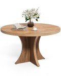 LITTLE TREE Round Dining Table for 4-6, 47.24 Inches Kitchen Table with Spacious Tabletop, Brown