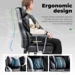 COMHOMA Big and Tall Office Chair, High Back Leather Gaming Chair with Footrest, Executive Ergonomic Office Chair with Pocket Spring Lumbar Support and with Outward Fixed Soft Armrests