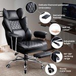 COMHOMA Big and Tall Office Chair, High Back Leather Gaming Chair with Footrest, Executive Ergonomic Office Chair with Pocket Spring Lumbar Support and with Outward Fixed Soft Armrests