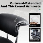 COMHOMA Big and Tall Office Chair, High Back Leather Gaming Chair with Footrest, Executive Ergonomic Office Chair with Pocket Spring Lumbar Support and with Outward Fixed Soft Armrests