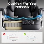 COMHOMA Big and Tall Office Chair, High Back Leather Gaming Chair with Footrest, Executive Ergonomic Office Chair with Pocket Spring Lumbar Support and with Outward Fixed Soft Armrests