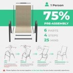 JEAREY Patio Dining Chairs Set of 4, Outdoor Stackable Dining Furniture Set, All Weather Dining Set for Lawn, Garden, Backyard, Poolside, Kahki