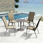 JEAREY Patio Dining Chairs Set of 4, Outdoor Stackable Dining Furniture Set, All Weather Dining Set for Lawn, Garden, Backyard, Poolside, Kahki