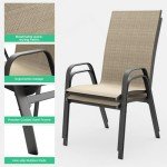 JEAREY Patio Dining Chairs Set of 4, Outdoor Stackable Dining Furniture Set, All Weather Dining Set for Lawn, Garden, Backyard, Poolside, Kahki