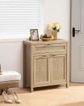 SICOTAS Sideboard Buffet Storage Cabinet, Rattan Accent Cabinet with Doors and Drawer, Boho Credenzas Buffet Table Console Coffee Bar Cabinet for Entryway Living Room, Natural