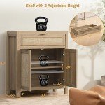 SICOTAS Sideboard Buffet Storage Cabinet, Rattan Accent Cabinet with Doors and Drawer, Boho Credenzas Buffet Table Console Coffee Bar Cabinet for Entryway Living Room, Natural