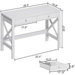 ChooChoo Computer Desk Study for Home Office, Modern Simple 40 Inches White Desk with Drawers, Makeup Vanity Console Table