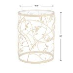 FirsTime & Co. Gold Bird and Branches End Table, Bedroom Nightstand and Living Room Side Table, Round, Metal and Glass, Cottage, 22 x 16.5 Inches