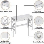 ChooChoo Computer Desk Study for Home Office, Modern Simple 40 Inches White Desk with Drawers, Makeup Vanity Console Table