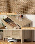 SICOTAS Sideboard Buffet Storage Cabinet, Rattan Accent Cabinet with Doors and Drawer, Boho Credenzas Buffet Table Console Coffee Bar Cabinet for Entryway Living Room, Natural