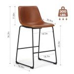 DUMOS 26 Inch Counter Height Bar Stools Set of 2, Modern Faux Leather High Barstools with Back and Metal Leg, Bar Chairs for Kitchen lsland, Elegant Brown