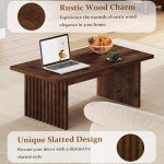 BON AUGURE Coffee Table for Living Room, Farmhouse Wood Center Table, Rectangle Mid-Century Living Room Tables (Rustic Oak, 47Inch)