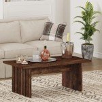 BON AUGURE Coffee Table for Living Room, Farmhouse Wood Center Table, Rectangle Mid-Century Living Room Tables (Rustic Oak, 47Inch)