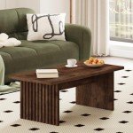 BON AUGURE Coffee Table for Living Room, Farmhouse Wood Center Table, Rectangle Mid-Century Living Room Tables (Rustic Oak, 47Inch)