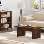 BON AUGURE Coffee Table for Living Room, Farmhouse Wood Center Table, Rectangle Mid-Century Living Room Tables (Rustic Oak, 47Inch)