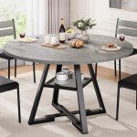 Jocoevol Round Dining Table for 4, Kitchen Table, 47In (Grey)