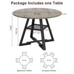 Jocoevol Round Dining Table for 4, Kitchen Table, 47In (Grey)