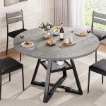 Jocoevol Round Dining Table for 4, Kitchen Table, 47In (Grey)