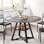 Jocoevol Round Dining Table for 4, Kitchen Table, 47In (Grey)