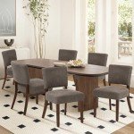 COLAMY Mid Century Modern Dining Chairs Set of 6, Upholstered Kitchen Chairs with Open Back, Farmhouse Fabric Side Dining Room Chairs with Wood Legs for Dining Room Kitchen Restaurant, Brown